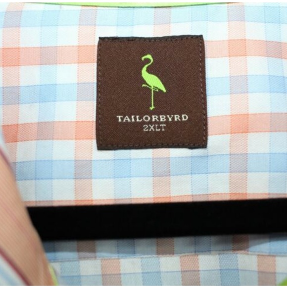 Tailorbyrd Orange Blue Gingham Button Up Shirt XXL - Picture 4 of 4